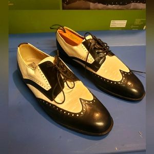 RARE Vintage Spectator STACY ADAMS Black Patent Leather Unisex Lace Dress Shoes.
